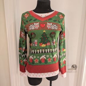 Festive Green and Red Christmas Sweater